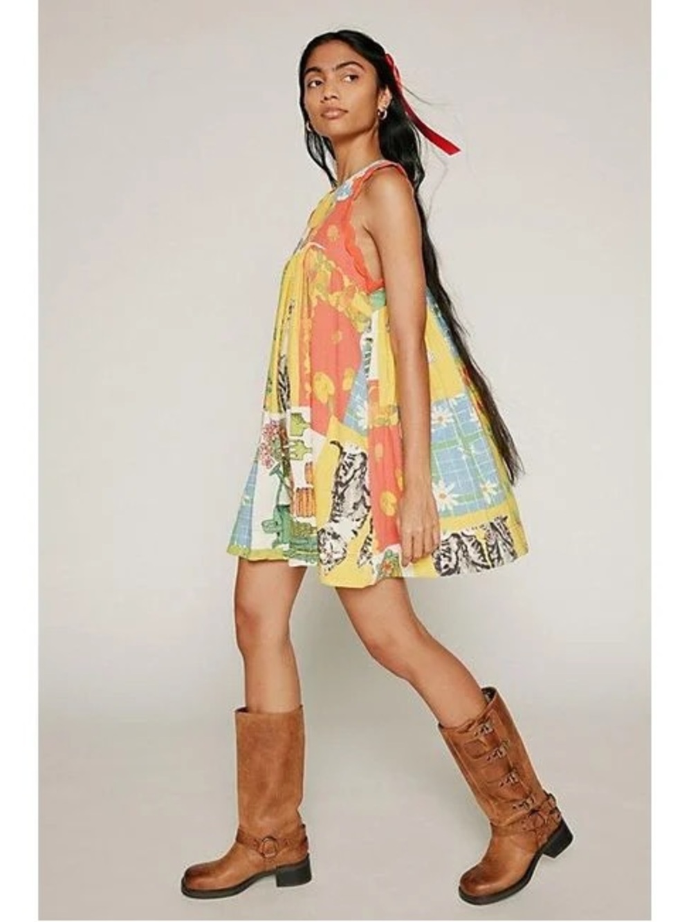 Kimchi Blue Patchwork Scalloped Babydoll Dress - Picture 2 of 7